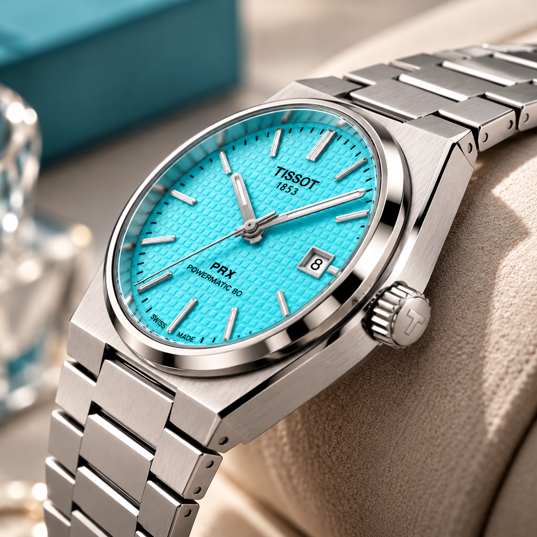 Tissot PRX Tiffany Blue Premium Stainless Steel Watch