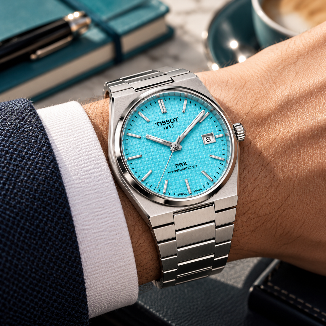 Tissot PRX Tiffany Blue Premium Stainless Steel Watch