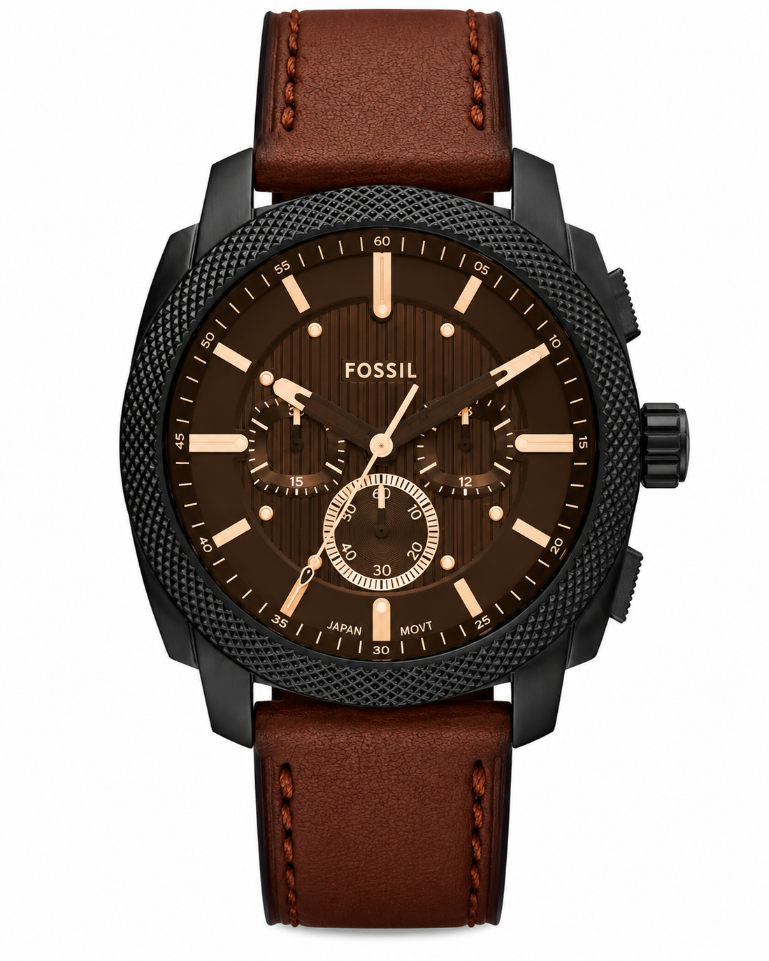 Fossil Men’s Chronograph Black Dial Premium Leather Watch