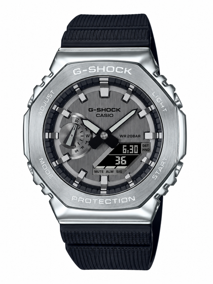 CASIO G-SHOCK Premium Analog Digital Watch for Men – Silver Dial with Black Resin Strap